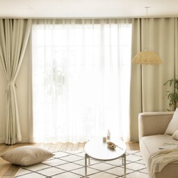 Off White Blackout Curtains Heavy Weight Minimalist Mid-Century Drapery Nursery Bedroom Curtain Panels Insulating Room Darkening Set Of 2 - thumbnail 2
