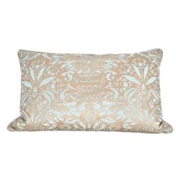 Fortuny Fabric Throw Pillow Cover Aquamarine & Silvery Gold Campanelle Pattern - Made in Italy