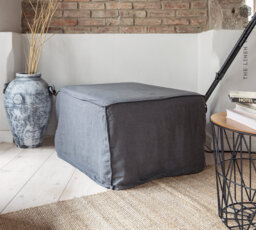Linen Ottoman Slipcover - Custom Square Pouf Cover Without The Bottom Natural Foot Stool Case Eco-Friendly For Home