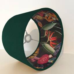 Green Velvet Wonderland Drum Lampshade, Double Sided Lampshade With Paper On Interior, Ceiling Light Shade - thumbnail 3