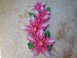 Pink Flower Quilling Wall Art Handmade Paper Decor - thumbnail 1