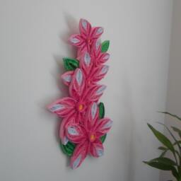 Pink Flower Quilling Wall Art Handmade Paper Decor - thumbnail 2