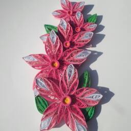 Pink Flower Quilling Wall Art Handmade Paper Decor - thumbnail 3