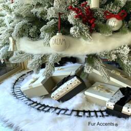 Faux Fur Christmas Tree Skirt - Snowy White Plush Shag