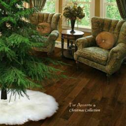 Faux Fur Christmas Tree Skirt - Snowy White Plush Shag - thumbnail 3