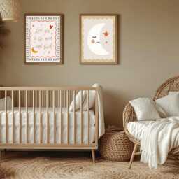Set Of Two Neutral Nursery Prints, Kids Wall Art, Print Set, Moon Nursery Baby Art Kids Decor - thumbnail 2