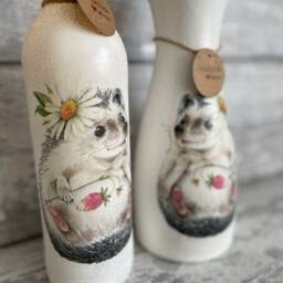 Hedgehog Light Up Bottle & Matching Vase - Robin Mother's Day, Hedgehog Gifts - thumbnail 3