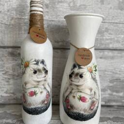 Hedgehog Light Up Bottle & Matching Vase - Robin Mother's Day, Hedgehog Gifts - thumbnail 2