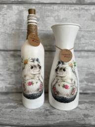 Hedgehog Light Up Bottle & Matching Vase - Robin Mother's Day, Hedgehog Gifts - thumbnail 1