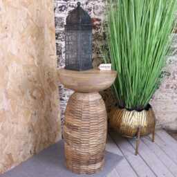 Reiek Wooden Carved Pedestal Side Table - thumbnail 2