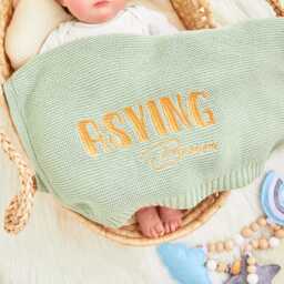 Personalized Coming Home Baby Blanket With Custom Name, Embroidered Cotton Knitted Blanket, Hospital Discharge Outfit & Newborn Photo Gift - thumbnail 1