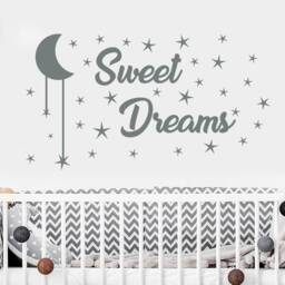Sweet Dreams Nursery Wall Decal, Moon & Stars Sticker Ma257 - thumbnail 1