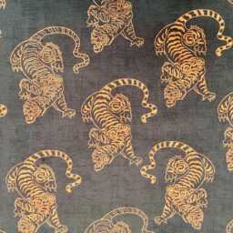 Shanghai Tigris Burnt Orange Velvet Feel Cushion, Handmade in UK - thumbnail 4