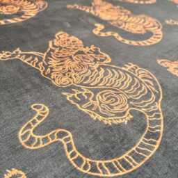 Shanghai Tigris Burnt Orange Velvet Feel Cushion, Handmade in UK - thumbnail 3