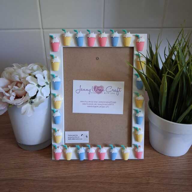 Colourful Resin Drinks Cup Decals Photo Frame 5 X 7 Inches - image 1