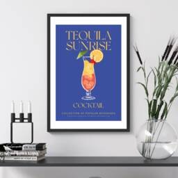 Tequila Sunrise Cocktail Art Print Poster - Party Signature Drink Sign Trendy Wall Decor Minimalist Elegant Retro Gift A5 A4 A3 - thumbnail 3