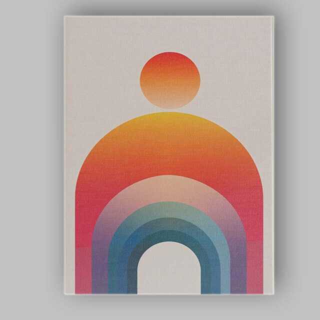 Modern Gradient Rainbow Arch Minimalist Abstract Canvas Wall Art Print Decor Picture Ready To Hang - image 1