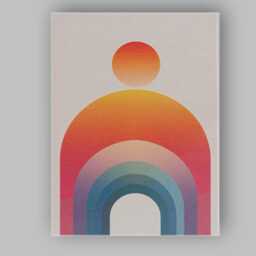 Modern Gradient Rainbow Arch Minimalist Abstract Canvas Wall Art Print Decor Picture Ready To Hang - thumbnail 1