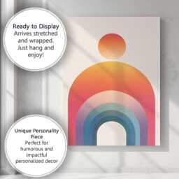Modern Gradient Rainbow Arch Minimalist Abstract Canvas Wall Art Print Decor Picture Ready To Hang - thumbnail 3