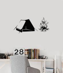 Camping Vinyl Wall Decal Camp Outdoor Activity Tent Campfire Fire Stickers - #2779Di - thumbnail 1