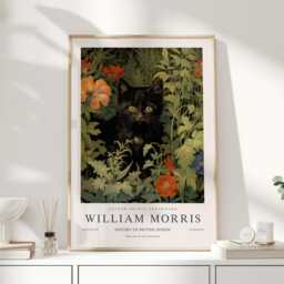 William Morris Print, Art, Exhibition Poster, Butterfly Gifts, Decor, Cat Art Black - thumbnail 1