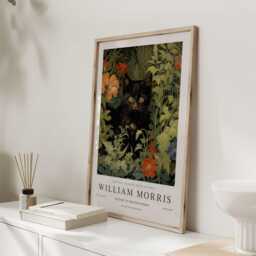 William Morris Print, Art, Exhibition Poster, Butterfly Gifts, Decor, Cat Art Black - thumbnail 3