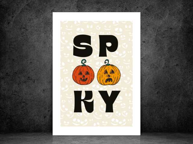 Spooky Halloween Print - Fun Seasonal Poster Pumpkin Wall Art Autumn Home Decor Gift Idea A5 A4 A3 Framed Or Unframed - image 1