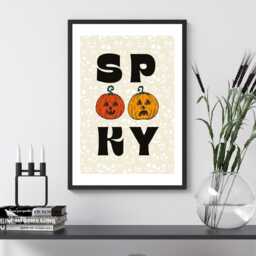 Spooky Halloween Print - Fun Seasonal Poster Pumpkin Wall Art Autumn Home Decor Gift Idea A5 A4 A3 Framed Or Unframed - thumbnail 3