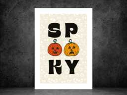 Spooky Halloween Print - Fun Seasonal Poster Pumpkin Wall Art Autumn Home Decor Gift Idea A5 A4 A3 Framed Or Unframed - thumbnail 1