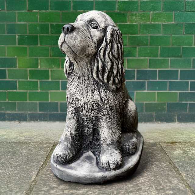 Concrete Cocker Spaniel Statue Stone Dog Sculpture Outdoor Pet Figurine Cement Memorial Ornament Garden Decor Handmade Yard Art - image 1