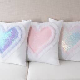 Iridescent Unicorn Heart Pillow 18x18, 20x20 - Made To Order - thumbnail 4
