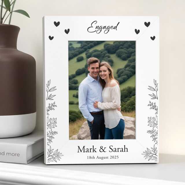 Engagement Photo Frame, 6x4 7x5 Printed Personalised Gifts, Engaged Couple Gift, Picture Frame - image 1