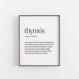 Thym??s Print - Ancient Greek Word Art Motivational Wall Decor Courage Quote Stoic Philosophy Gift Spartan Warrior Inspiration - thumbnail 1