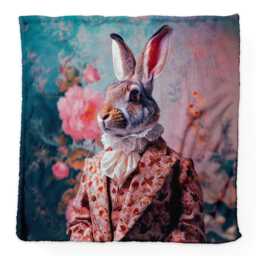 Fancy Vintage Rabbit - Fleece Blanket 150cm X - thumbnail 2