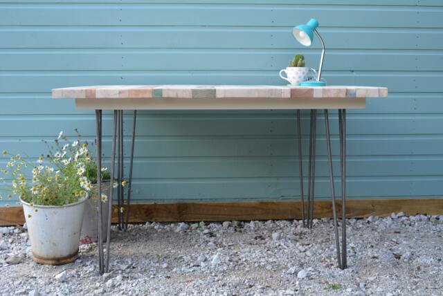 Table With Hairpin Legs - Style 2 Reclaimed Pallet Wood Scaffold Board Dining Wooden Desk Furniture Recycled Upcycled Kitchen - image 1