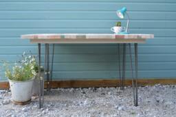 Table With Hairpin Legs - Style 2 Reclaimed Pallet Wood Scaffold Board Dining Wooden Desk Furniture Recycled Upcycled Kitchen - thumbnail 1
