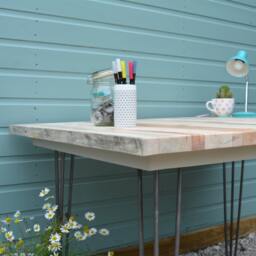 Table With Hairpin Legs - Style 2 Reclaimed Pallet Wood Scaffold Board Dining Wooden Desk Furniture Recycled Upcycled Kitchen - thumbnail 3