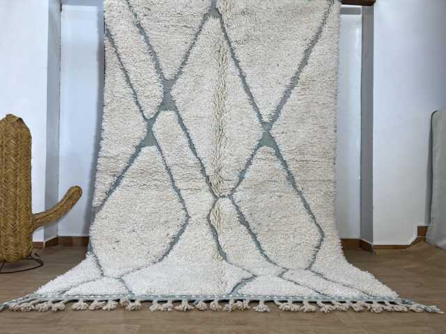 Handmade Moroccan Wool Rug - Beni Ourain Style Cream & Gray Geometric Carpet Thick Berber Area Custom Sizes Available - image 1