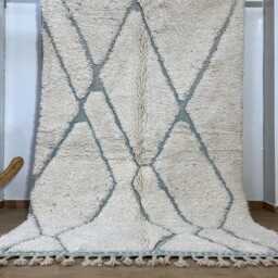 Handmade Moroccan Wool Rug - Beni Ourain Style Cream & Gray Geometric Carpet Thick Berber Area Custom Sizes Available - thumbnail 3