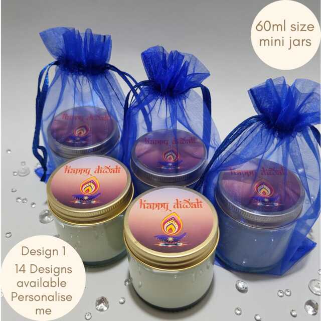 Personalised Diwali Gifts Mini Scented Soy Candle Favours Religious - image 1
