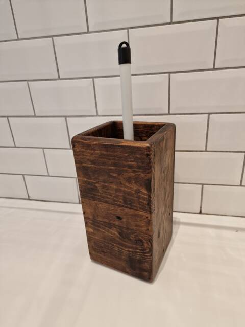 Handcrafted Rustic Reclaimed Wooden Toilet Brush Holder/Freestanding Stand Bathroom Decor Accessory Tidy - image 1