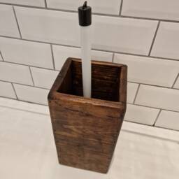 Handcrafted Rustic Reclaimed Wooden Toilet Brush Holder/Freestanding Stand Bathroom Decor Accessory Tidy - thumbnail 2