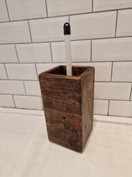 Handcrafted Rustic Reclaimed Wooden Toilet Brush Holder/Freestanding Stand Bathroom Decor Accessory Tidy - thumbnail 1