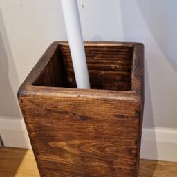 Handcrafted Rustic Reclaimed Wooden Toilet Brush Holder/Freestanding Stand Bathroom Decor Accessory Tidy - thumbnail 3