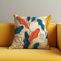 Abstract Cushion Cover With Colorful Leaf Design, Modern Botanical Throw Pillowcase, Sofa & Living Room Decor - thumbnail 2