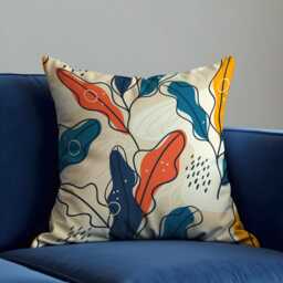 Abstract Cushion Cover With Colorful Leaf Design, Modern Botanical Throw Pillowcase, Sofa & Living Room Decor - thumbnail 3
