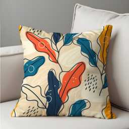 Abstract Cushion Cover With Colorful Leaf Design, Modern Botanical Throw Pillowcase, Sofa & Living Room Decor - thumbnail 4