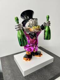 Pink Chrome Money Duck Sculpture Alec Monopoly Inspired Pop Art