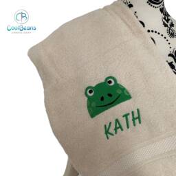 Frog Head Towel - Personalised Face Cloth/Hand Bath = Embroidered - thumbnail 2