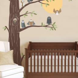 Forest Owls Tree Wall Decals Nature Nursery Decor - thumbnail 2